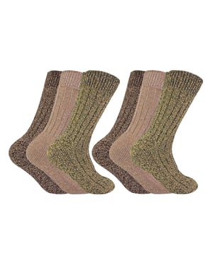 6 Pack Mens Thick Warm Wool Blend Hiking Socks