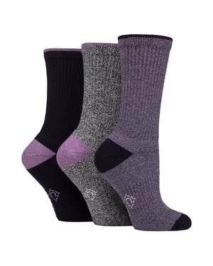 3 Pairs Ladies Water Repellent Midweight Outdoor Socks for Hiking & Walking