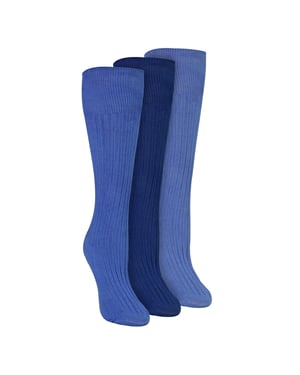 Ladies 3 Pack Knee High 100% Cotton Soft Breathable Socks
