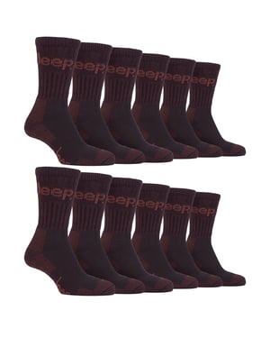 12 Pairs Mens Luxury Cushioned Cotton Hiking Socks