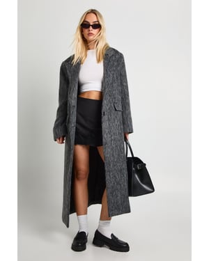 Brushed Wool Look Shoulder Pad Coat