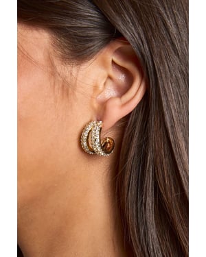 Mini Embellished Double Hoop Earrings