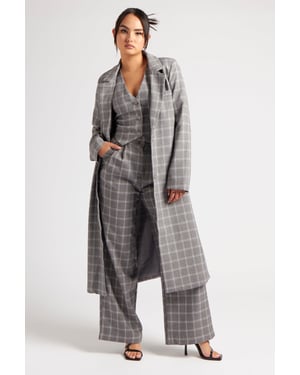 Check Longline Duster Coat