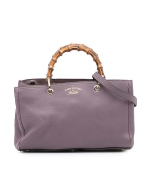 Bamboo Top Handle Leather Bag