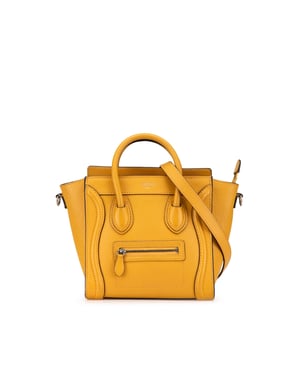 Nano Luggage Tote Yellow Leather