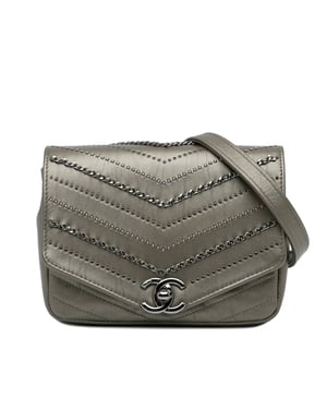 Chanel 19 Crossbody Bag Grey Leather
