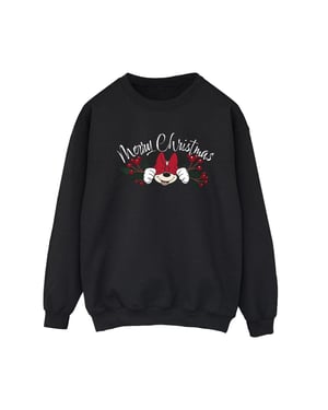 Disney Dames/Dames Minnie Mouse Kerstmis Holly Sweatshirt (Zwart)