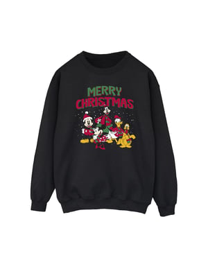 Disney Mens Mickey Mouse Merry Christmas Characters Sweatshirt (Svart)