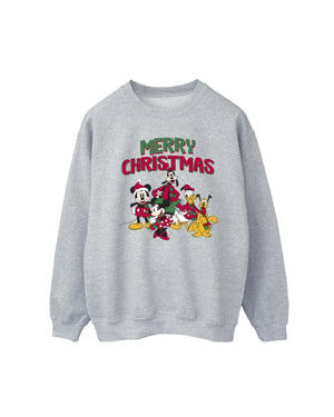 Disney Mens Mickey Mouse Merry Christmas Characters Sweatshirt (Sport Grå)