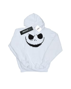 Disney Mens Nightmare Before Christmas Jack´s Face Bold Hoodie (Vit)