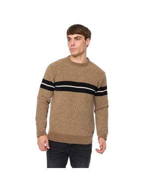 Crosshatch Herr Rundall Chenille Stickad Tröja (Tawny)