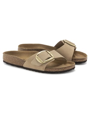 Big Buckle Womens Sandals in Taupe