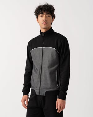 Dual Colour High Neck Tracksuit Jacket in Grey