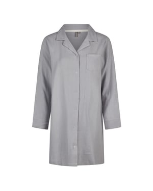 By Louise Dames nachthemd mousseline met knoopjes grijs/blauw