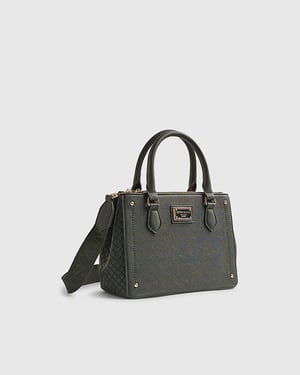 River Island Womens Tote Bag Green Ri Monogram