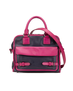 Leather Satchel Handbag Twotone Design