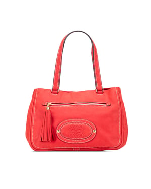 Red Leather Tassel Handbag