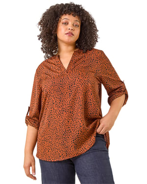 Curve Spot Print Tunic Top