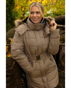 Faux Fur Padded Belt Coat