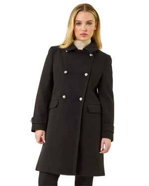 Petite Double Breasted Military Coat