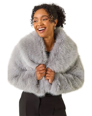 Petite Cropped Fur Coat