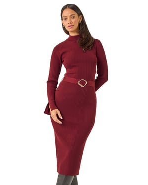 Knitted Buckle Midi Dress