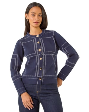 Contrast Stitch Knitted Jacket