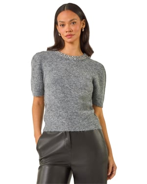Diamante Jewelled Knit Jumper