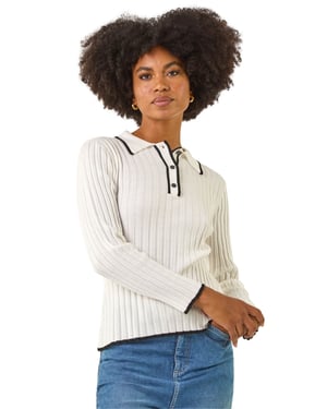 Textured Colour Block Knit Jumper