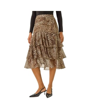 Animal Print Ruffled Skirt