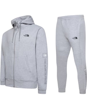 The North Face Mens M Outline Logo Box Tracksuit Set Grey