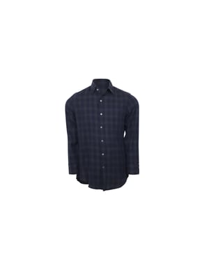 Tom Ford Long Sleeve Check Shirt in Navy Blue Cotton