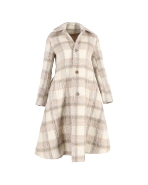 Acne Studios Checkered Belted Coat in Brown Alpaca Wool