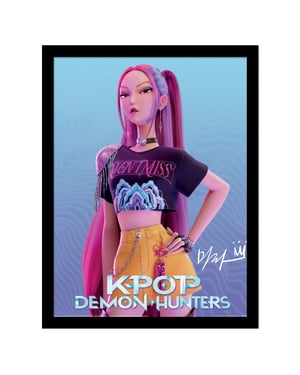 K-Pop Demon Hunters Mira Framed Poster (Pink/Blue)