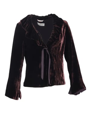 Max Mara Volangkrage Slips Blazer i Vinröd Sammet