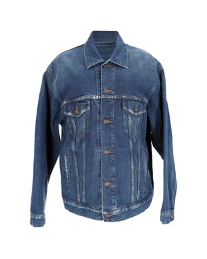 Balenciaga 'Jij Bent De Wereld' Geborduurde Spijkerjacket in Blauwe Katoen