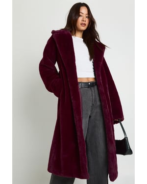 Tall Belted Maxi Faux Fur Coat