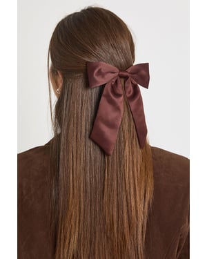 Satin Chocolate Hair Bow Clip