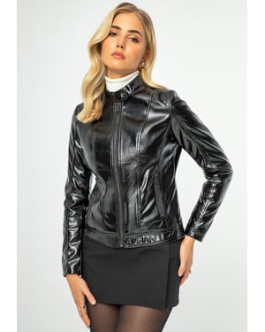 Wittchen Dames zwart en zilver eco-leren jack