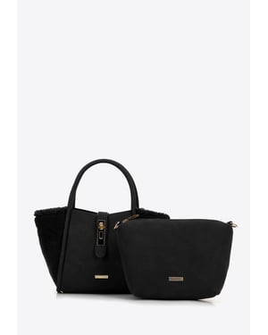 Wittchen Dames zwarte eco-leer en bontkoffer