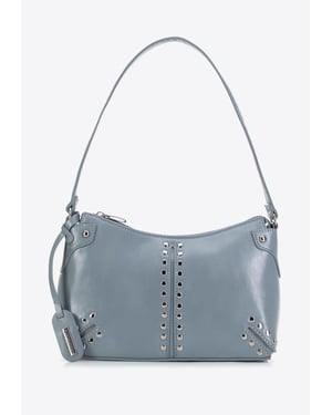 Wittchen Dames schoudertas met klinknagels, blauw, eco-leer