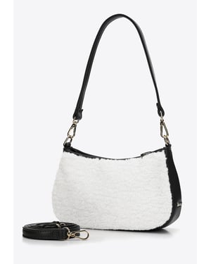 Wittchen Dames Baguette Handtas met Kunstbont Klein Crème en Zwart Crème en
