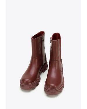 Wittchen Dames Leren Platform Chelsea Boots Kersen Natuurlijk Leer