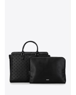 Wittchen Dameskoffer met hoes voor een 15, 6'' laptop, zwart en zilver, eco-leer