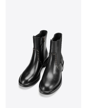 Wittchen Dames leren Chelsea boots met decoratieve klinknagels, zwart