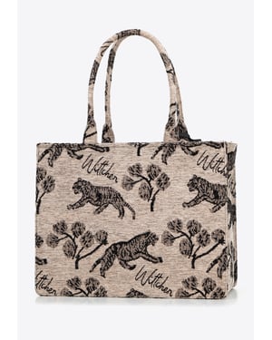 Wittchen Dames jacquard-patroon shoppertas, bruin en zwart