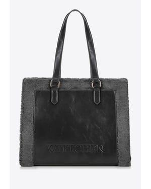 Wittchen Dames eco-leren shopper met bontafwerking, grijs