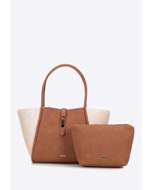 Wittchen Dames eco-leer en imitatiebont shopper beige eco-leer