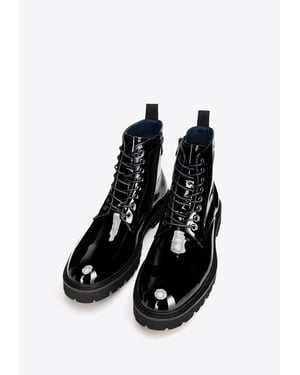 Wittchen Heren lakleren gevechtslaarzen, zwart