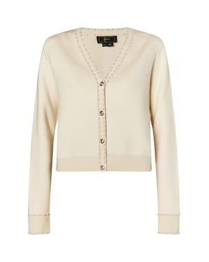 Faina Vest met parels Dames wolwit